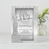 シルバーエレガントグリッタードレス50thバースデーパーティー 招待状 (スタンド正面)