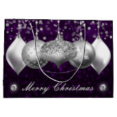 シルバーエレガントグリッターバウブルズメリークリスマス ラージペーパーバッグ (裏面)