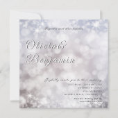 シルバーエレガントグリッターフォトシャイ結婚ズ 招待状 (正面)