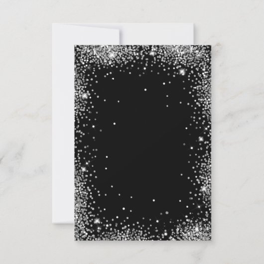 シルバーエレガントグリッターブラックスウィート16誕生日 招待状 (裏面)