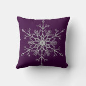 シルバーエレガントグリッターホリデイスノーフレークパープル クッション (裏面)