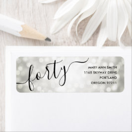 シルバーエレガントグリッターライト40歳の誕生日 ラベル
