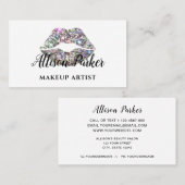 シルバーエレガントグリッターリップメイクアップアーティスト 名刺 (正面/裏面)