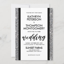 シルバーエレガントグリッターヴィンテージウェディング招待状 招待状