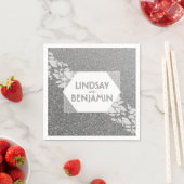 シルバーエレガントグリッターヴィンテージグラム結婚ズ スタンダードカクテルナプキン (インサイチュ)