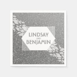 シルバーエレガントグリッターヴィンテージグラム結婚ズ スタンダードカクテルナプキン