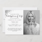 シルバーエレガントグリッター写真お祝いI 招待状 (正面)