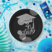 シルバーエレガントグリッター卒業式キャップ2019年クラス ペーパープレート (パーティー)