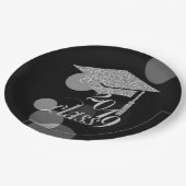 シルバーエレガントグリッター卒業式キャップ2019年クラス ペーパープレート (アングル)