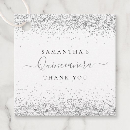 シルバーエレガントグリッター名キンチェニェラありがとう フェイバータグ (正面)