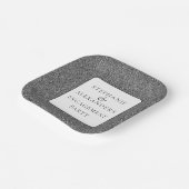 シルバーエレガントグリッター名婚約パーティ ペーパープレート (傾斜あり)