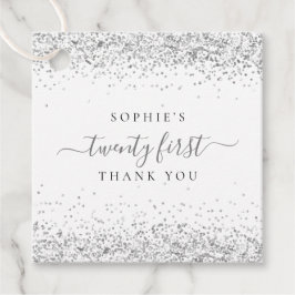 シルバーエレガントグリッター名21名ありがとう フェイバータグ