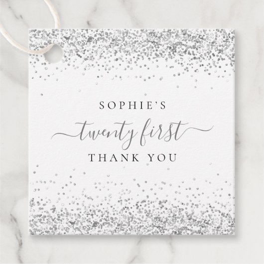 シルバーエレガントグリッター名21名ありがとう フェイバータグ (正面)