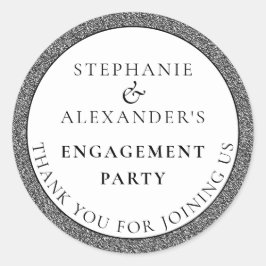 シルバーエレガントグリッター婚約ありがとう ラウンドシール