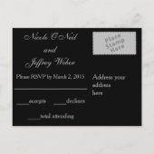シルバーエレガントグリッター紙吹雪ウェディングRSVP インビテーションポストカード (裏面)
