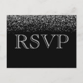 シルバーエレガントグリッター紙吹雪ウェディングRSVP インビテーションポストカード (正面)