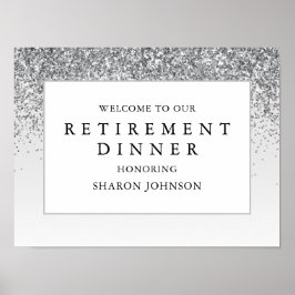 シルバーエレガントグリッター退職パーティーへようこそ ポスター