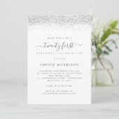 シルバーエレガントグリッター21歳の誕生日パーティー 招待状 (スタンド正面)