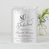 シルバーエレガントグリッター80thバースデーパーティー 招待状 (スタンド正面)