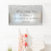 シルバーエレガントグリッター《写真》ぼけ味結婚のバナー 横断幕 (インサイチュ)