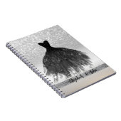 シルバーエレガントグリッター《写真》ぼけ味、ブラックドレス ノートブック (右側)