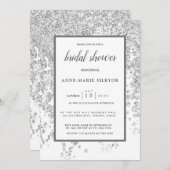 シルバーエレガントグリティリーきらめくブライダルシャワー 招待状 (正面/裏面)