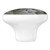 シルバーエレガントグレイとブラックフローラ セラミックノブ (側面)