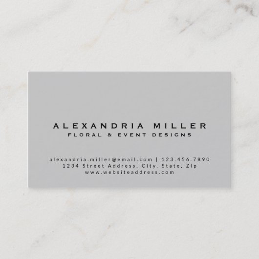 シルバーエレガントグレイとブラックフローラ 名刺 (裏面)