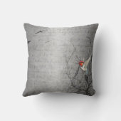 シルバーエレガントグレーハミングバードアートプリント クッション (裏面)