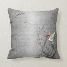 シルバーエレガントグレーハミングバードアートプリント