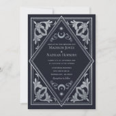 シルバーエレガントゴシックタロットカー結婚ド 招待状 (正面)