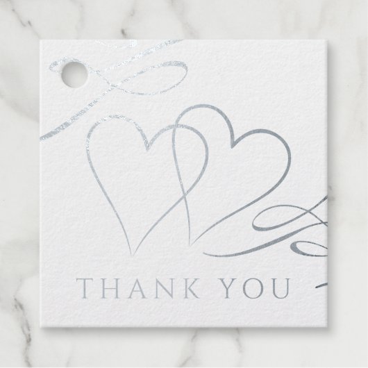 シルバーエレガントサンキューフォイルメッセージカード フェイバータグ (正面)