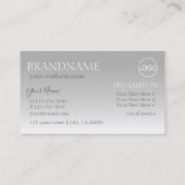 シルバーエレガントシック鏡フォント(ロゴ付きスタイリッシュ) 名刺 (裏面)