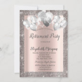 シルバーエレガントシークインフレームバラ金ゴールド退職 招待状 (正面)