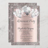 シルバーエレガントシークインフレームバラ金ゴールド退職 招待状 (正面/裏面)