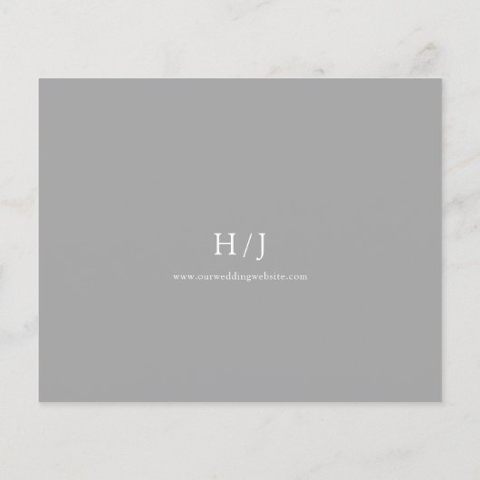 シルバーエレガントスクリプト予算結婚式招待状 (裏面)