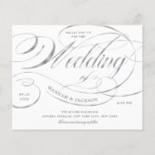 シルバーエレガントスクリプト予算結婚式招待状 (正面)