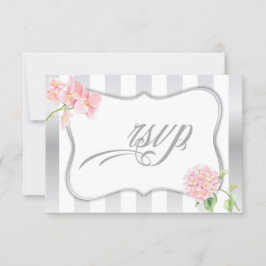 シルバーエレガントストライプズPink Hydrangeas RSVP