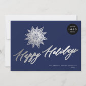 シルバーエレガントスノーフレークLOGOビジネスのスクリプト シーズンカード (正面)