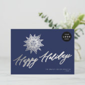 シルバーエレガントスノーフレークLOGOビジネスのスクリプト シーズンカード (スタンド正面)