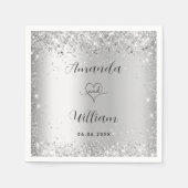 シルバーエレガントス結婚クリプト スタンダードカクテルナプキン (正面)