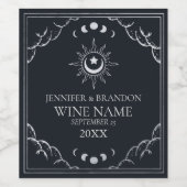 シルバーエレガントタロットカー結婚ド ワインラベル (シングルラベル)