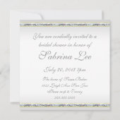 シルバーエレガントダマスクとピンクローズブライダルシャワー 招待状 (裏面)