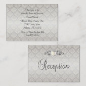 シルバーエレガントダマスクスタイル結婚ズ1 エンクロージャーカード (正面/裏面)