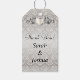 シルバーエレガントダマスクスタイル結婚ズ1 ギフトタグ