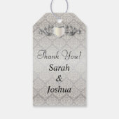 シルバーエレガントダマスクスタイル結婚ズ1 ギフトタグ (裏面)