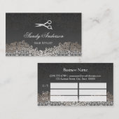 シルバーエレガントダマスクヘアサロン数々のアポイントメント 予約カード (正面/裏面)