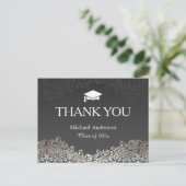 シルバーエレガントダマスク卒業ありがとう ポストカード (スタンド正面)