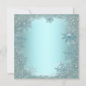 シルバーエレガントティール（緑がかった色）ブルースノーフレーククリスマスパーティー 招待状 (裏面)