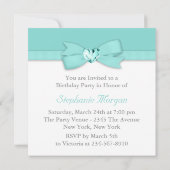 シルバーエレガントティール(緑がかった色)ブルーバースデーパーティー 招待状 (裏面)